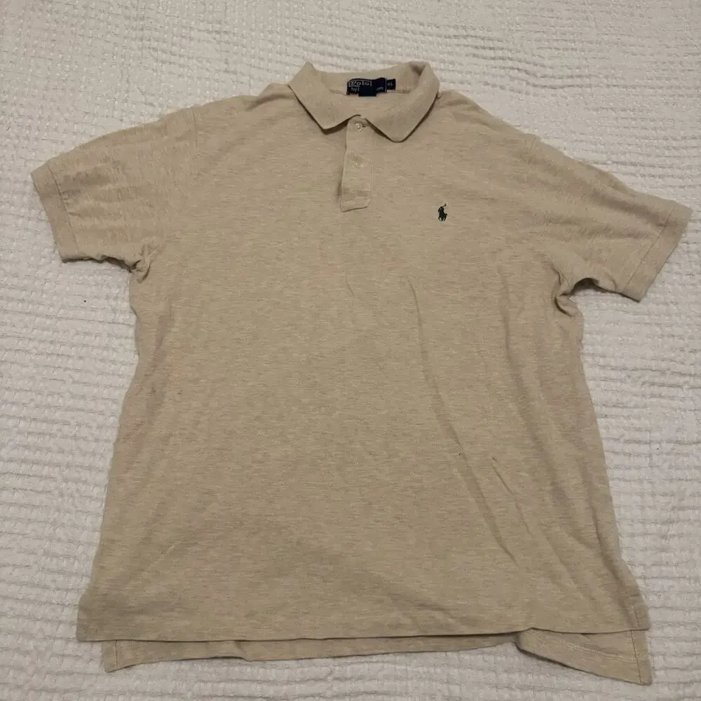 Polo By Ralph Lauren Y2K Classic-Fit Tan Polo Shirt Men’s Size XL Short Sleeves